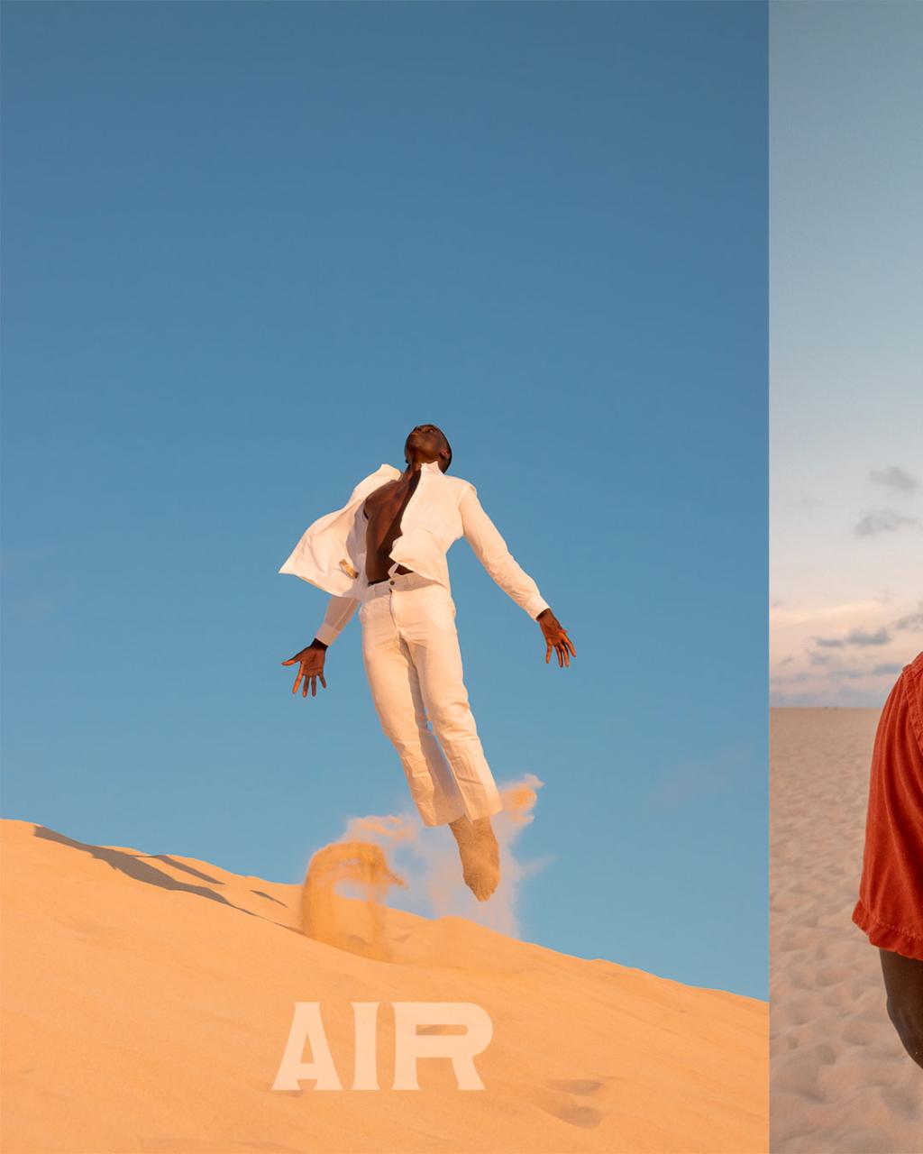 Man jumping in desert