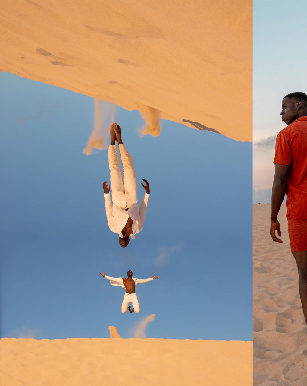 Man jumping in desert