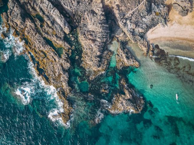 Drone shot of a beach (Los molinos, Fuerteventura)